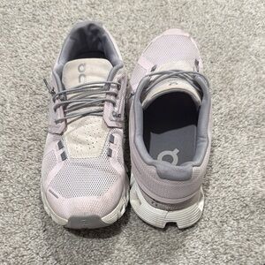 On Running Purple and Gray Sneakers